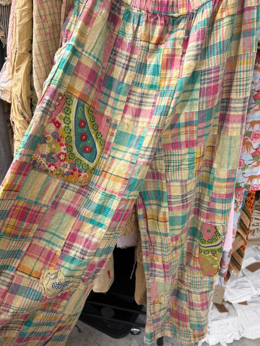 🔥BRAND NEW Pink Plaid Paradise Pant A Rare Bird, Patchwork Plaid Wide-Leg Pants